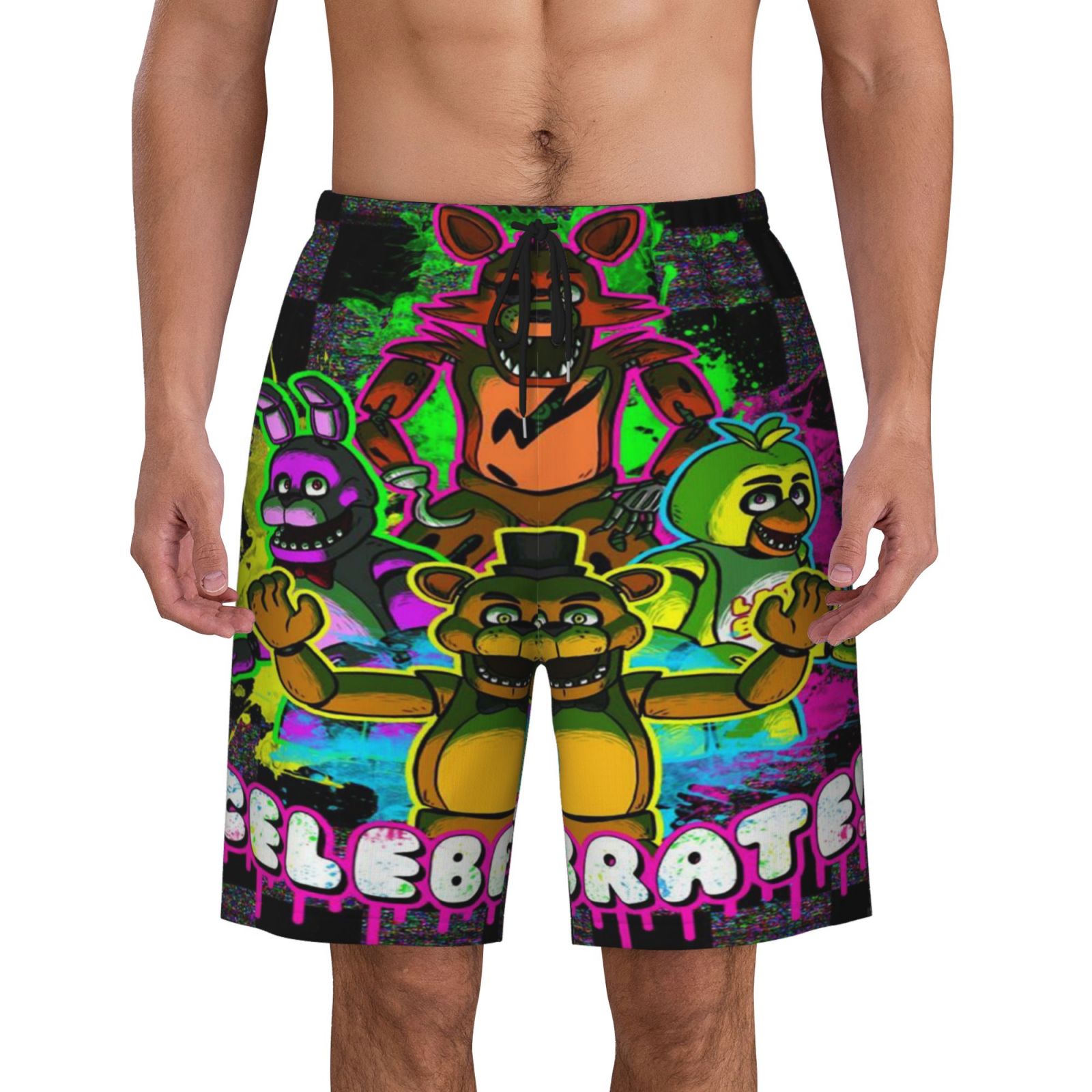 Five Nights at Freddy's Mens Swim Trunks Quick Dry Board Shorts with Mesh Lining Beach Shorts Swimwear Bathing Suits